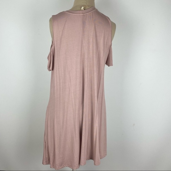 Elan Womens Dress Blush Pink Cold Shoulder S - Picture 3 of 6